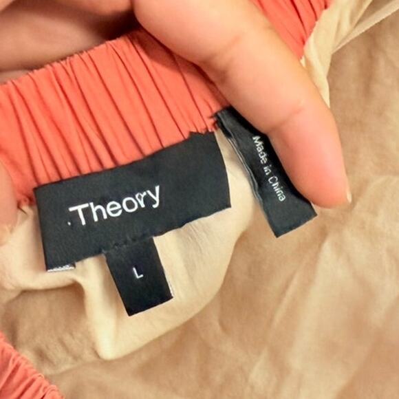 Theory Tiered Halter Maxi Dress Cotton Blend Pink Coral Large Event Minimalist - Picture 6 of 7